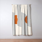 Geometric Lines in Navy Blue Orange 1 (Rainbow Abstraction) Window Curtain Gallery Image 3