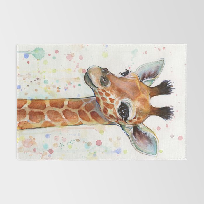 Giraffe Baby Watercolor Rug Gallery Image 2