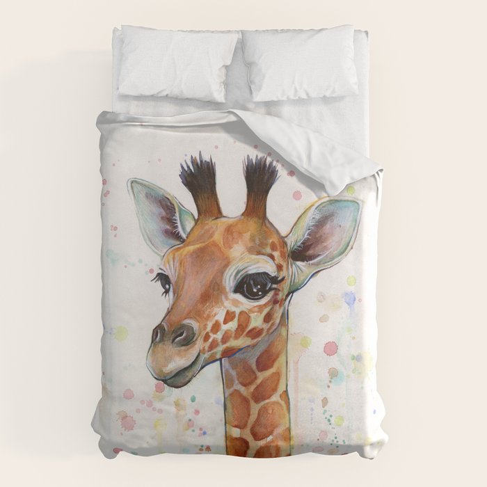 Giraffe Baby Watercolor Duvet Cover Gallery Image 6