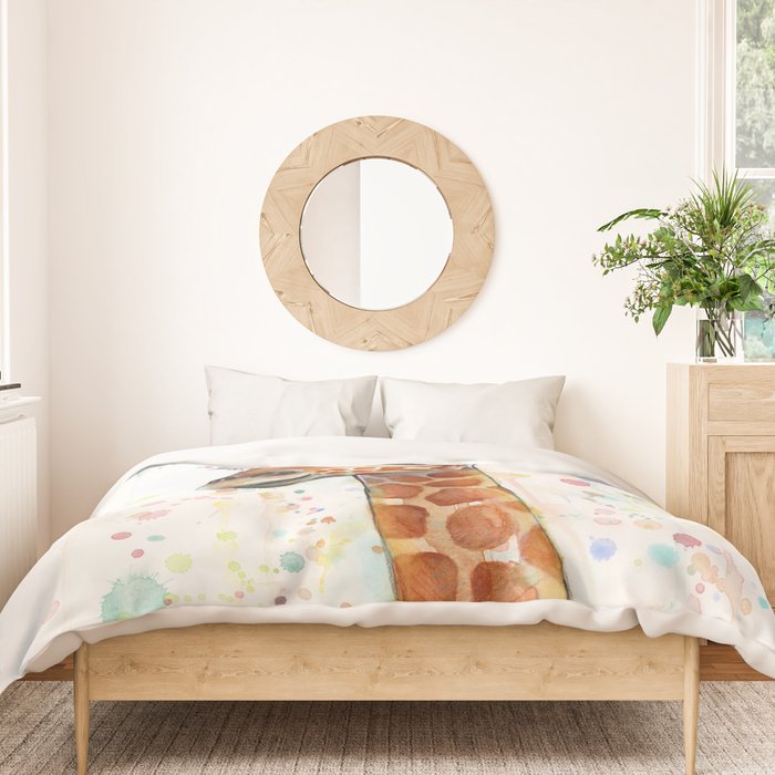 Giraffe Baby Watercolor Duvet Cover Gallery Image 3
