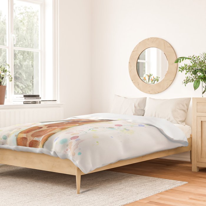 Giraffe Baby Watercolor Duvet Cover Gallery Image 2