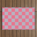 Retro Pink x Powdered Lavender Mixed Checker Outdoor Rug Gallery Image 1