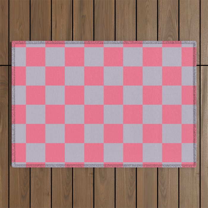 Retro Pink x Powdered Lavender Mixed Checker Outdoor Rug Gallery Image 1