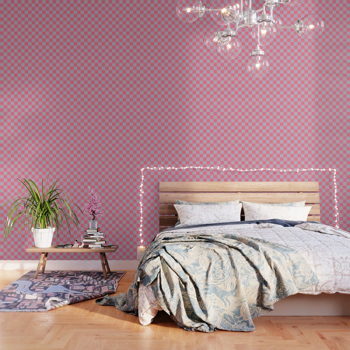 Retro Pink x Powdered Lavender Mixed Checker Wallpaper Gallery Image 3