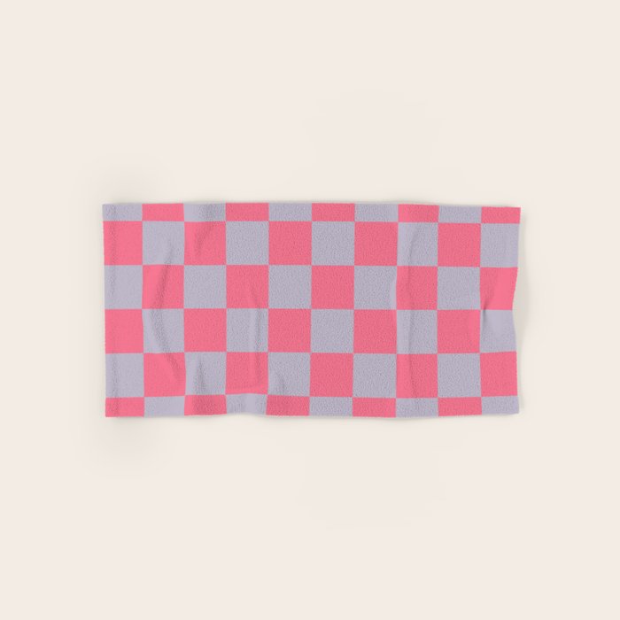 Retro Pink x Powdered Lavender Mixed Checker Bath Towel Gallery Image 1