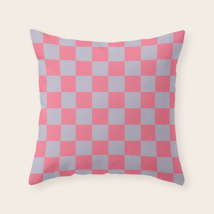 Retro Pink x Powdered Lavender Mixed Checker Throw Pillow Gallery Image 6