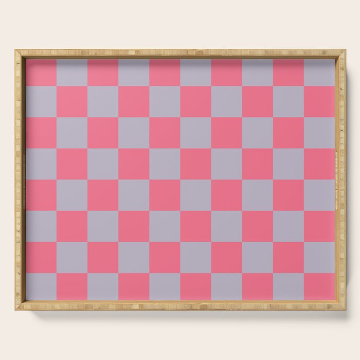 Retro Pink x Powdered Lavender Mixed Checker Serving Tray Gallery Image 1