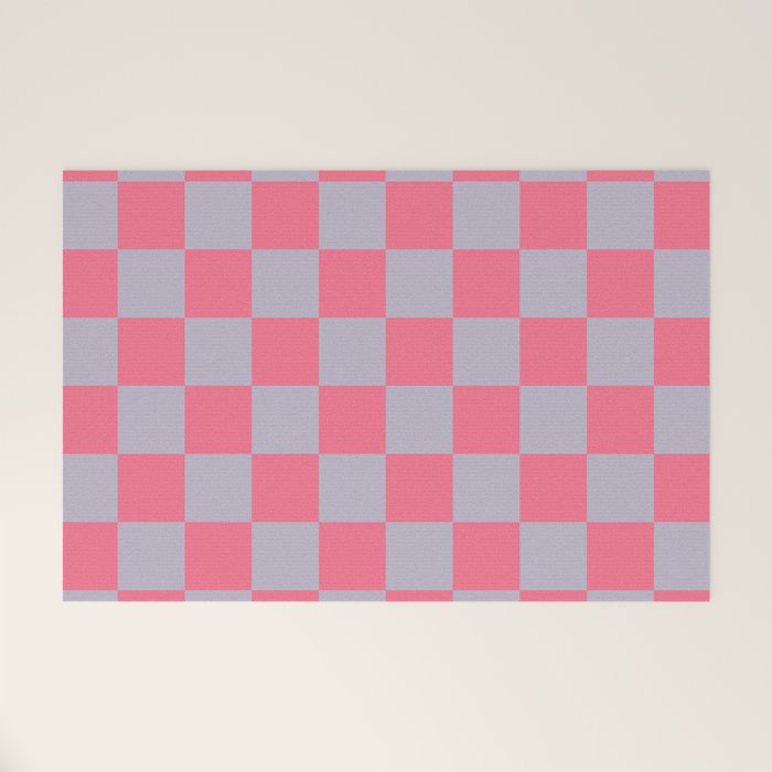 Retro Pink x Powdered Lavender Mixed Checker Welcome Mat Gallery Image 1