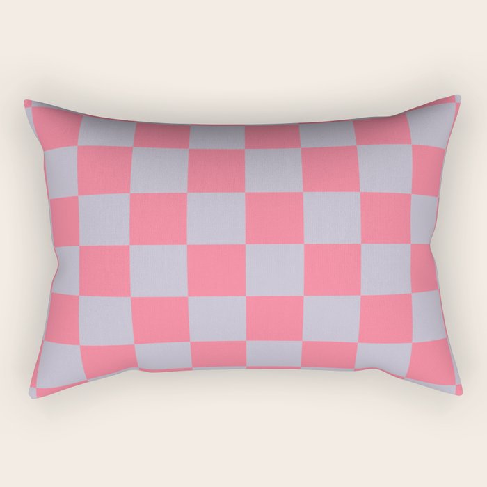 Retro Pink x Powdered Lavender Mixed Checker Rectangular Pillow Gallery Image 1