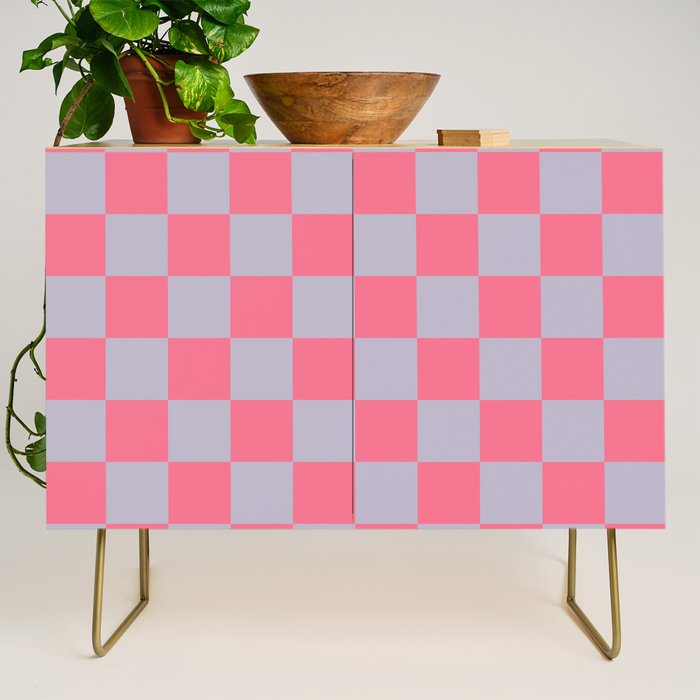 Retro Pink x Powdered Lavender Mixed Checker Credenza Gallery Image 1