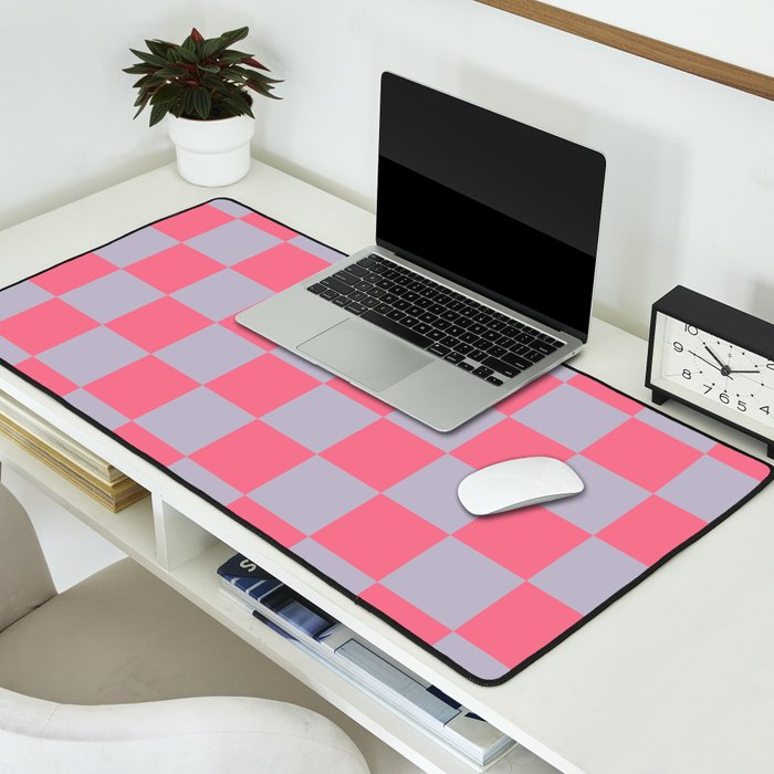 Retro Pink x Powdered Lavender Mixed Checker Desk Mat Gallery Image 2