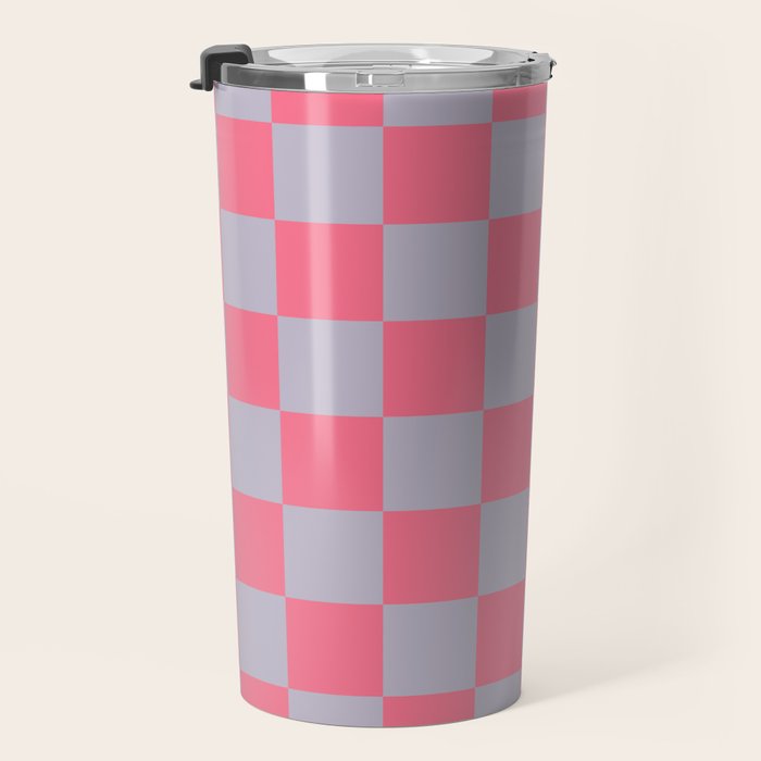 Retro Pink x Powdered Lavender Mixed Checker Travel Mug Gallery Image 3