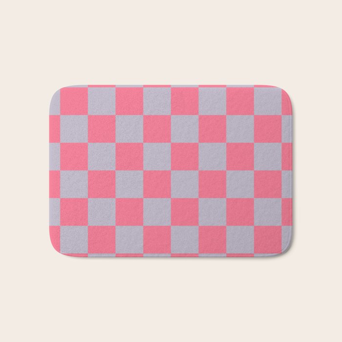Retro Pink x Powdered Lavender Mixed Checker Bath Mat Gallery Image 1