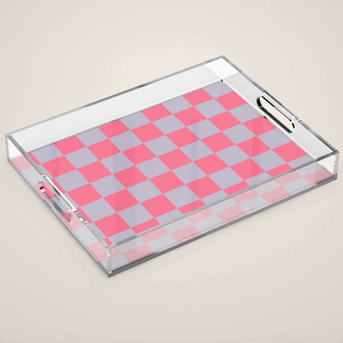 Retro Pink x Powdered Lavender Mixed Checker Acrylic Tray Gallery Image 1