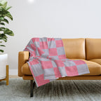 Retro Pink x Powdered Lavender Mixed Checker Throw Blanket Gallery Image 1