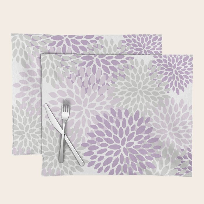 Floral Bloom, Purple and Gray Placemat Gallery Image 1