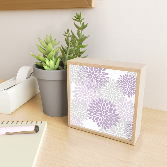 Floral Bloom, Purple and Gray Mini Art Print Gallery Image 2