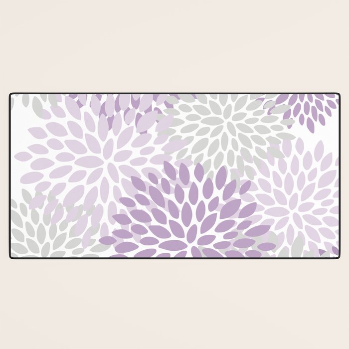 Floral Bloom, Purple and Gray Desk Mat Gallery Image 3
