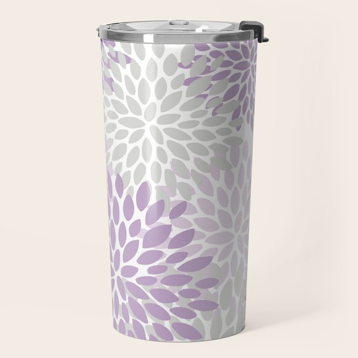 Floral Bloom, Purple and Gray Travel Mug Gallery Image 2