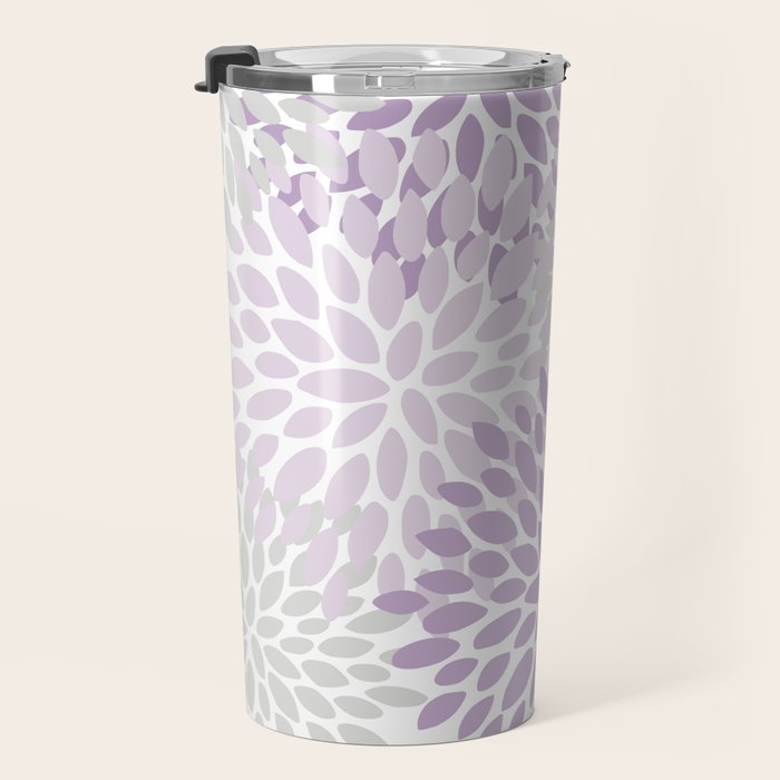 Floral Bloom, Purple and Gray Travel Mug Gallery Image 3