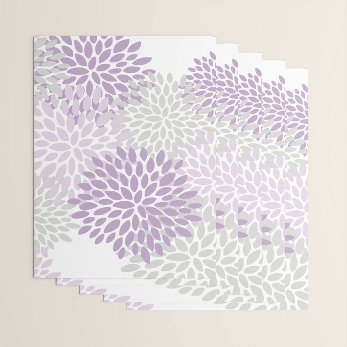Floral Bloom, Purple and Gray Wrapping Paper Gallery Image 3