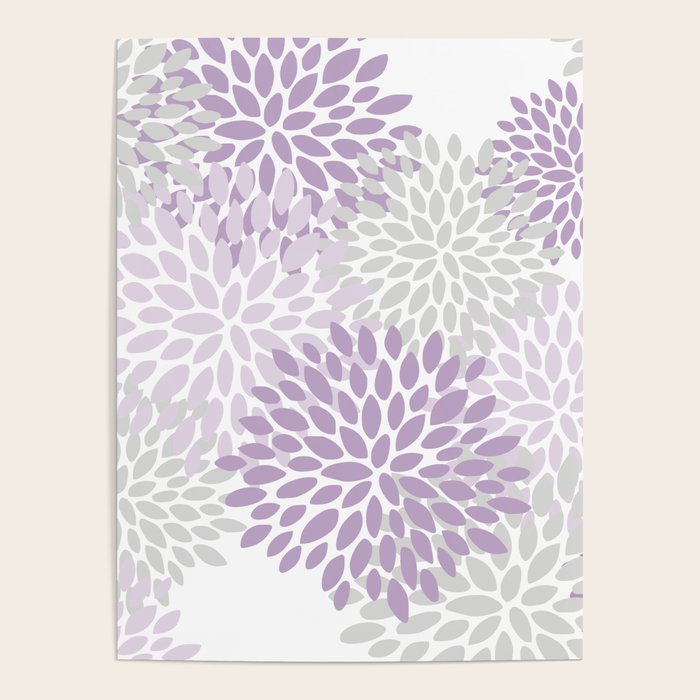 Floral Bloom, Purple and Gray Poster Gallery Image 1