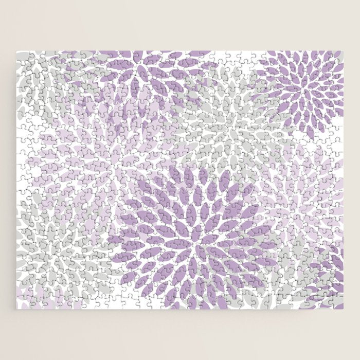 Floral Bloom, Purple and Gray Jigsaw Puzzle Gallery Image 1