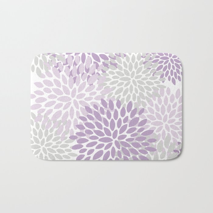 Floral Bloom, Purple and Gray Bath Mat Gallery Image 1