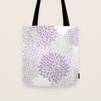 Floral Bloom, Purple and Gray Tote Bag Gallery Image 1