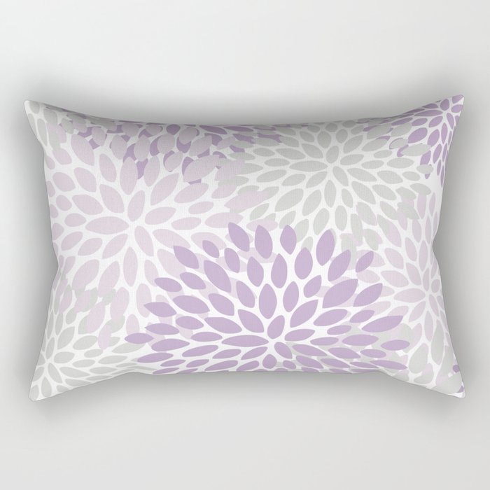 Floral Bloom, Purple and Gray Rectangular Pillow Gallery Image 1