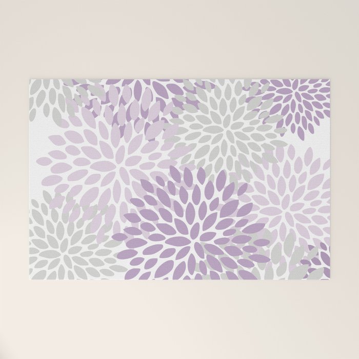 Floral Bloom, Purple and Gray Welcome Mat Gallery Image 1