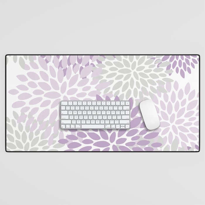 Floral Bloom, Purple and Gray Desk Mat Gallery Image 1