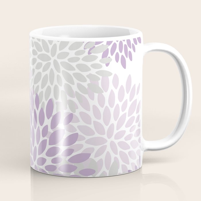 Floral Bloom, Purple and Gray Coffee Mug Gallery Image 1