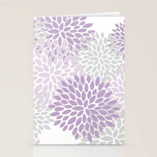 Floral Bloom, Purple and Gray Stationery Card Gallery Image 2
