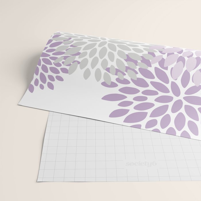 Floral Bloom, Purple and Gray Wrapping Paper Gallery Image 2