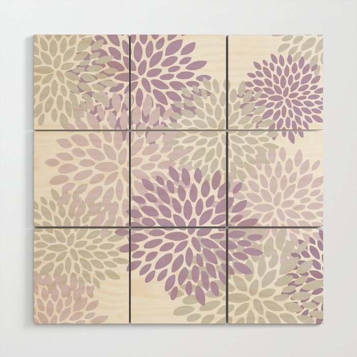 Floral Bloom, Purple and Gray Wood Wall Art Gallery Image 1