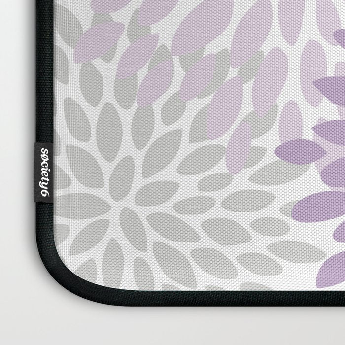 Floral Bloom, Purple and Gray Laptop Sleeve Gallery Image 3