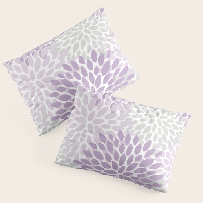 Floral Bloom, Purple and Gray Pillow Sham Gallery Image 3