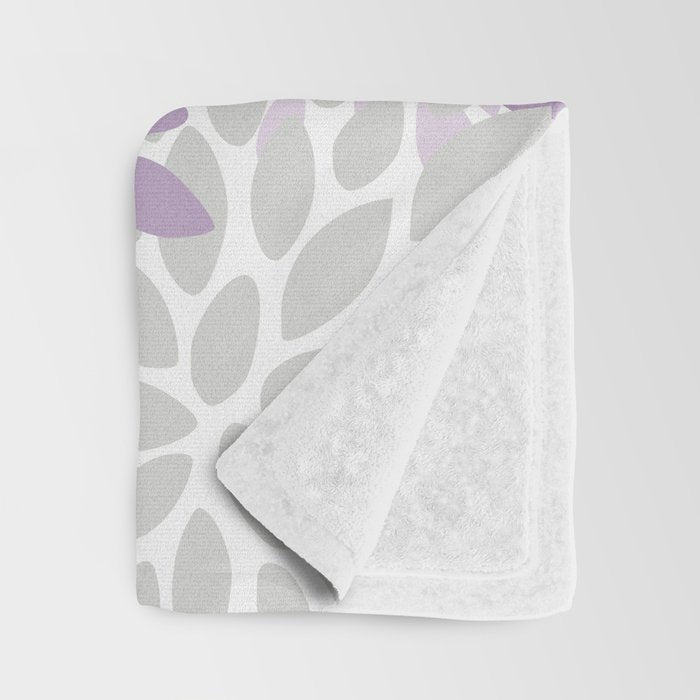 Floral Bloom, Purple and Gray Throw Blanket Gallery Image 3