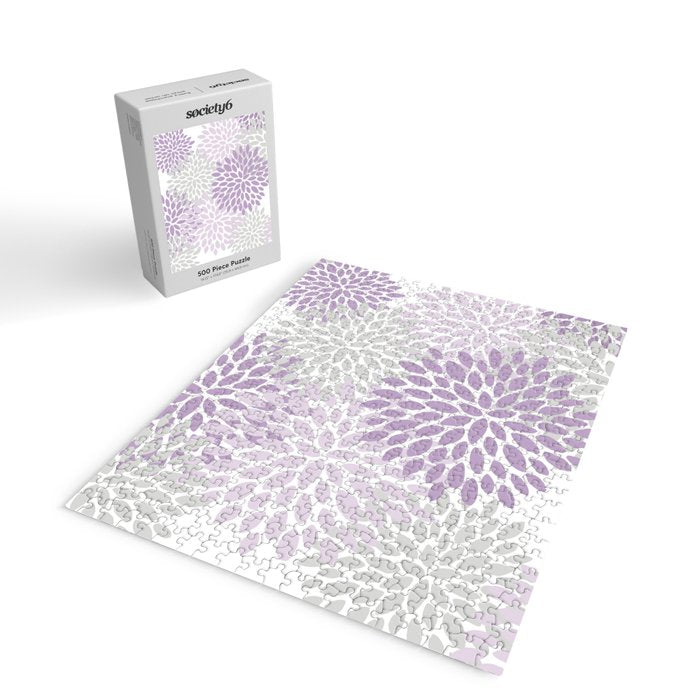 Floral Bloom, Purple and Gray Jigsaw Puzzle Gallery Image 2