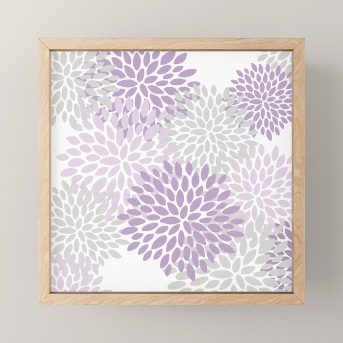 Floral Bloom, Purple and Gray Mini Art Print Gallery Image 1