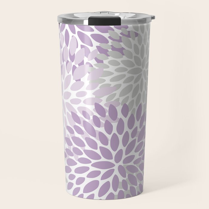 Floral Bloom, Purple and Gray Travel Mug Gallery Image 1