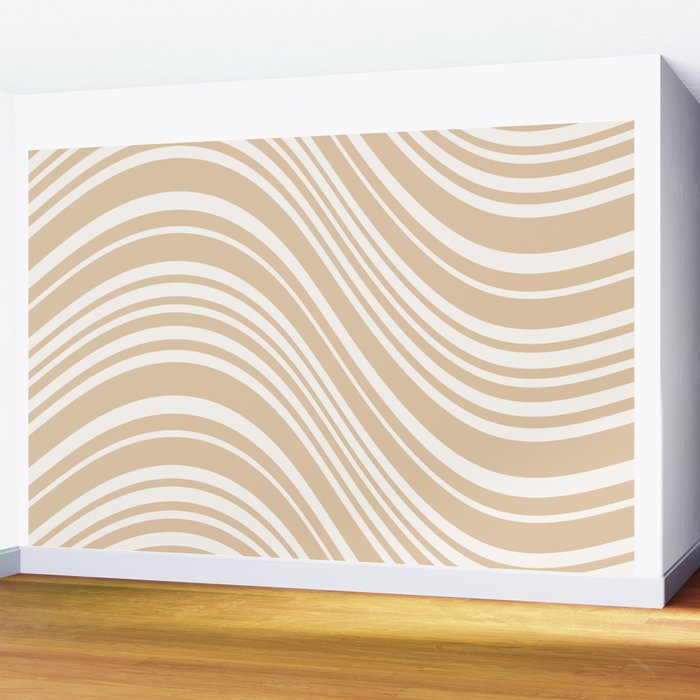 Wavy Stripes XLIII - Neutral Tan Wall Mural Gallery Image 2