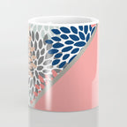 Modern, Floral Prints, with Block Color, Coral, Aqua, Blue Coffee Mug Gallery Image 4