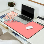 Modern, Floral Prints, with Block Color, Coral, Aqua, Blue Desk Mat Gallery Image 2