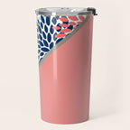 Modern, Floral Prints, with Block Color, Coral, Aqua, Blue Travel Mug Gallery Image 2