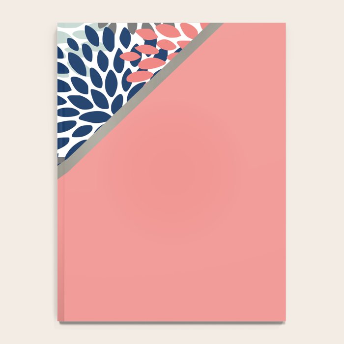 Modern, Floral Prints, with Block Color, Coral, Aqua, Blue Notebook Gallery Image 4