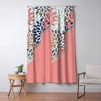 Modern, Floral Prints, with Block Color, Coral, Aqua, Blue Window Curtain Gallery Image 5
