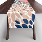 Modern, Floral Prints, with Block Color, Coral, Aqua, Blue Table Runner Gallery Image 1