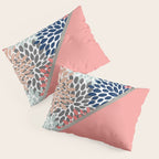 Modern, Floral Prints, with Block Color, Coral, Aqua, Blue Pillow Sham Gallery Image 3